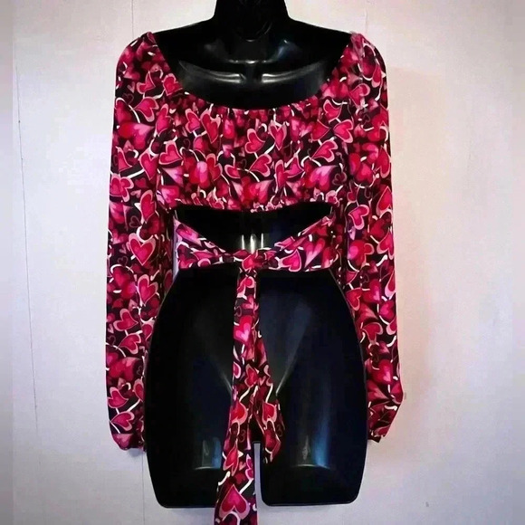 Madden NYC: LS Crop Top w/ Tie Back & Padded Bralette Juniors Sz M - Picture 5 of 7